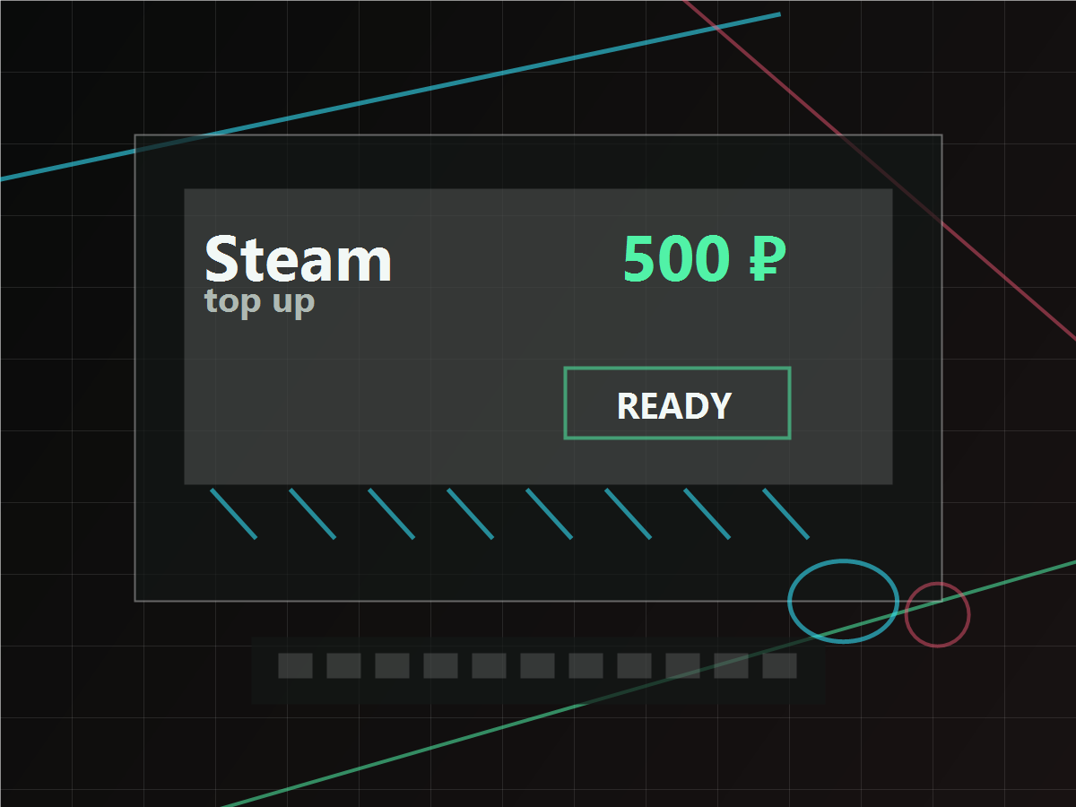 Абстрактная витрина пополнения Steam с цифровой панелью